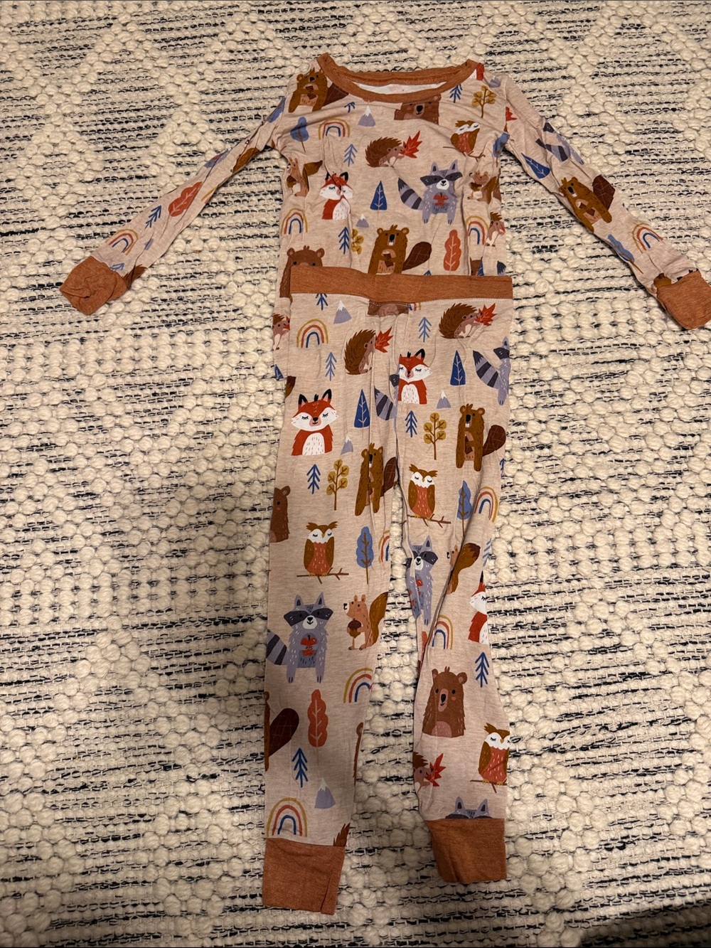 Little Sleepies Woodland Animals Pajama Set - Rust, Brown, Cream, Blue